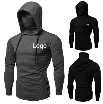 China Anti-wrinkle autumn fitness neck pullover solid color hoodie leisure top thin sleeve sports long sleeve sweatshirt for men for sale