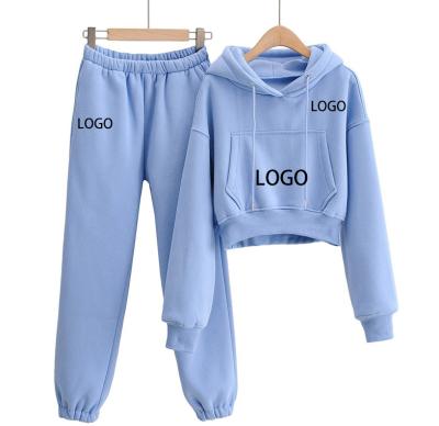 China Autumn New Arrival Solid Color Joggers Sweatpants And Loose Customized Viable Women Hoodie Drop Sets for sale