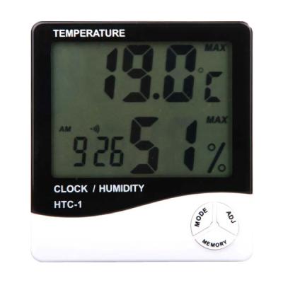 China ABS Digital LCD Display Temperature Humidity Meter Clock Thermometer Hygrometer Digital Room Wall Thermometer for sale