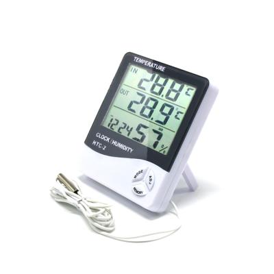 China ABS LCD Display Thermometer Digital LED Thermometer Indoor Hygrometer Max Min Clock Temperature Humidity Meter for sale