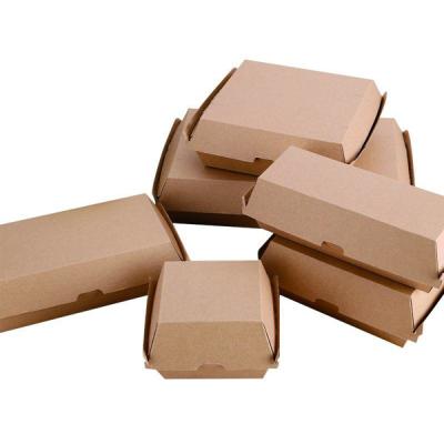 China Recycled Materials Customized Snack Packaging Hamburger Box Fast Food Hamburger Packaging Box for sale