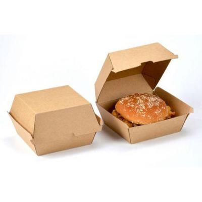 China Recycled Custom Cardboard Printed Materials Kraft Paper Hamburger Lunch Box Sandwich Packaging Hamburger Box for sale