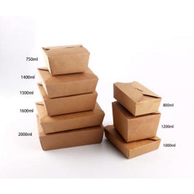 China Factory Price Recyclable Disposable Takeaway Food Lunch Packaging Kraft Paper Box for sale