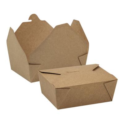 China Disposable Recycle Kraft Paper Food Container Box Biodegradable Disposable Paper Lunch Box Take Away for sale