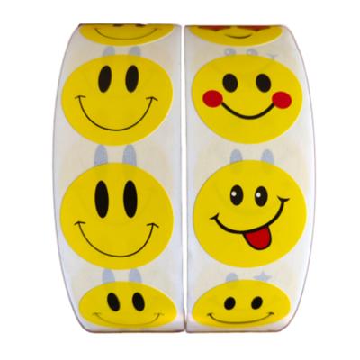 China Recycled Custom Fashion Kids Cartoon Smile Face Adhesive Paper Roll Sticker for sale