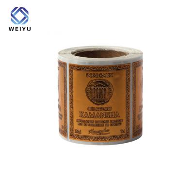 China Custom Waterproof Beer Bottle Label Metal Wine Rolled Adhesive Paper Labels for sale