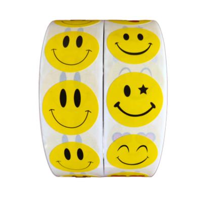 China Recycled Smile Face Custom Sticker Roll Face Cartoon Stickers Cheap Smile Paper Sticker for sale