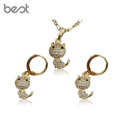 China 2022 New Fashion Cute Necklace Earrings Set Cute Design Cat Jewelry Girlfriends Gift Birthday Gift Jewelry Set for sale