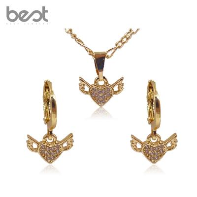 China Cute Jewelry 18k Copper 2022 Delicacy Jewelry Wedding Jewelry Set Heart Dangle Earrings and Necklace Set For Women for sale