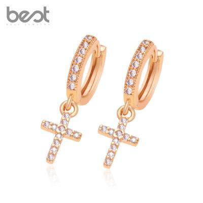 China Brass Earrings Jewelry 18k Gold Cross Dorp Circle Hoop Earrings Professional Factory Professional Factory Cooper Earrings for sale