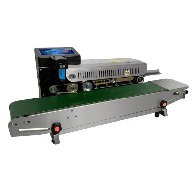 China Food Desktop Table Band Sealer Plastic Tea Food Bag Continuous Conveyor Belt Printing Sealing Machines for sale