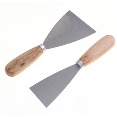 China Flexible and Durable High Tensile Stainless Steel Blade Drywall Smoothing Tool Metal Stainless Steel Handle High Quality Hardwood Putty Knife for sale