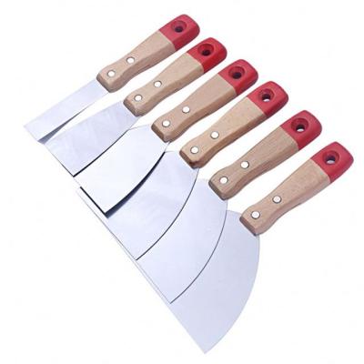 China High Quality Flexible Durable High Strength Durable Stainless Steel Glass Adhesive Blade Window Sticker Window Caulk Cleaning Putty Knife Wooden Handle Putty Knife for sale