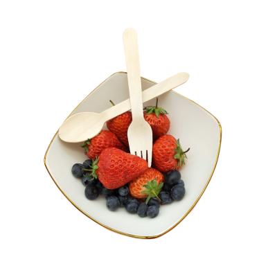 China Biodegradable Wooden Set Camping Disposable Cutlery Disposable Wooden Spoon Knife Fork Cutlery Cutlery Set for sale