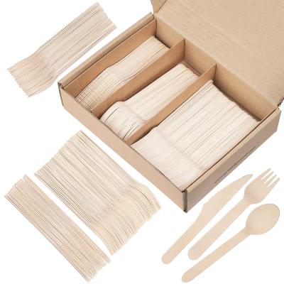 China Disposable Cutlery Envirnoment Knife Fork Spoon Wedding Camping Wooden Cutlery Set Cuchilleria for sale