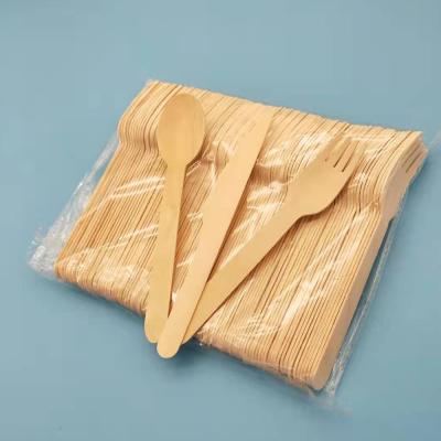 China Cheap Disposable Wooden Fork Knife Cutlery Camping Cutlery Set 16 24 Pcs Cutlery Set Wood Cutlery for sale