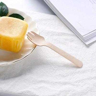 China Mini Wooden Disposable Biodegradable Camping 2 in 1 Spoon and Fork Fruit Birchwood Logo Spork Made to Order for sale