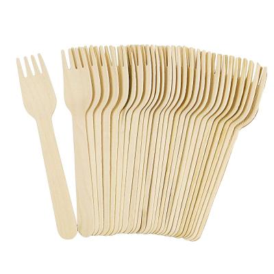 China Camping Biodegradable Wooden Fork Cutlery 115mm Horquillas Cutlery 24Pcs Forks for sale