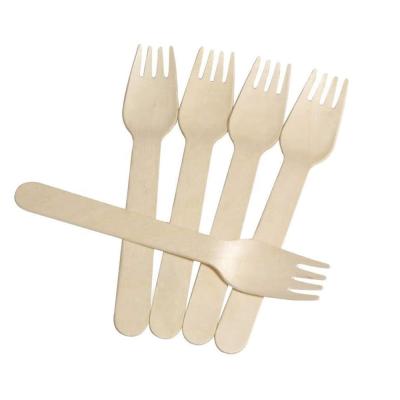 China Customized Camping Disposable Wooden Cutlery Set Garfo Biodegradavel Wooden Fork Fork Tableware for sale