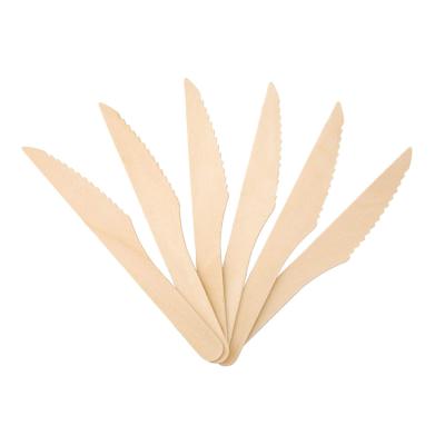 China Camping Disposable Cutlery 15 Pieces Knife Set Wooden Envirnoment Cutlery Knives for sale