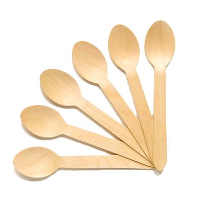 China Camping Spoon 6Pc Wooden Wedding Cutlery Set Dalian Wooden Biodegradable Spoon Lyzka for sale