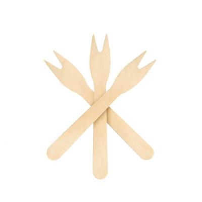 China Eco - Friendly Disposable Small Cocktail Fork Biodegradable Wooden Fruit Fork for sale