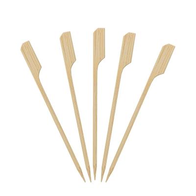 China Eco-Friendly Easily Cleaned Bamboo Paddle Camping Skewers Picks Square BBQ Skewers With Logo For Barbecue Party Custom Made for sale