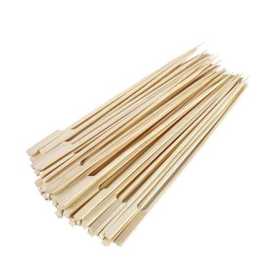 China Food Grade Easily Cleaned Flat BBQ Birch Kebab Skewers Sticks Hamburger BBQ Bamboo Skewers for sale