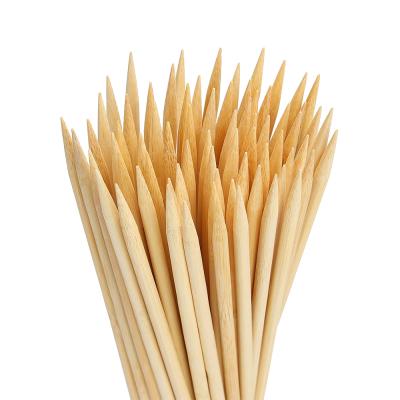 China Easily Cleaned Natural Bamboo Wood BBQ Sticks 12Inch Skewers BBQ Stick Bamboo Skewers for sale