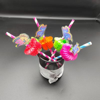 China Decorative Disposable Butterfly Juice Paper Straw and 8mm Flexible Drinking Straws for Celebration Party for sale