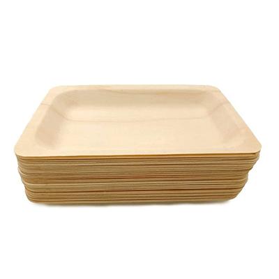 China Diposable Disposable Wooden Snack Dish Plates Wooden Tableware Dish For Restaurant Dischi Legno for sale