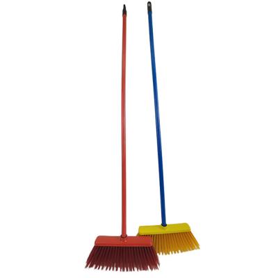 China Home Factory Manufacturing School cleaning  tools Easy to Clean Soft Plastic Brush Broom with Long wooden Handle for sale