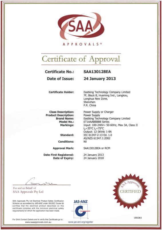 SAA Certificate - RAYTOP POWER SHARE LIMITED