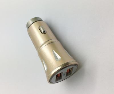 China QC3.0 Car Charger Dual USB  Quick Charge Full Metal Compatible with Iphone / Samsung / Huawei Phone for sale