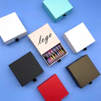 China Recycled Materials Tstory Logo Custom Rectangular Square Matte Multiple Styles Packaging Boxes For Press On Nails for sale