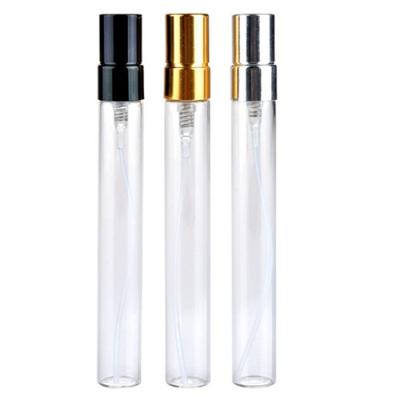 China Personal care in spray 10ml spray sample bottle cosmetic glass tube bottle 10ml luxury portable transparent glass mini tube perfume for sale