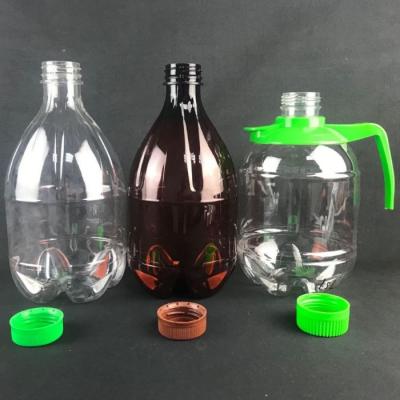 China Package 500ml 1L 1.5L Transparent Amber Beer Plastic Beverage Bottle With Screw Cap Large Capacity Pet Plastic Beer Bottle for sale