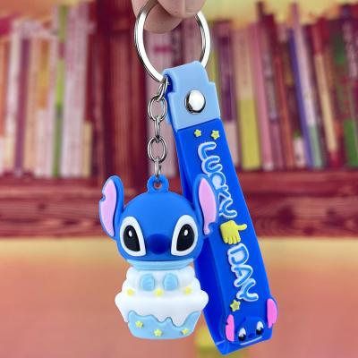 China New design and wholesale custom stitch cartoon rubber lilo stitch keychains PVC stitch rubber toy key chain for sale