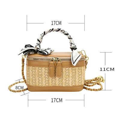 China Yuncong Summer Beach Embroidery Portable Shoulder Cross - Body Bags Korea Straw Tote Bag Weave Straw Handbag Straw Beach Bag For Women for sale