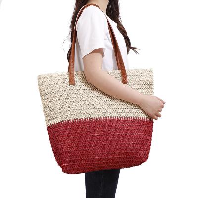 China New Reusable Women's Shopping Bag Woven Backpack Fashion Shoulder Bag Cotton Portable Canvas Straw Beach Bag Casual Messenger for sale