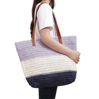 China New Reusable Women's Shopping Bag Woven Backpack Fashion Shoulder Bag Cotton Portable Canvas Straw Beach Bag Casual Messenger for sale