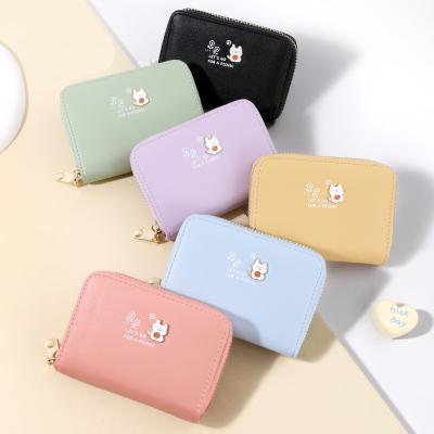 China Factory Cute Smooth Wholesale Clutch Zipper Holder Credit Card Mini Ladies Wallet High Quality Fashion Cartoon PU Leather Wallet for sale