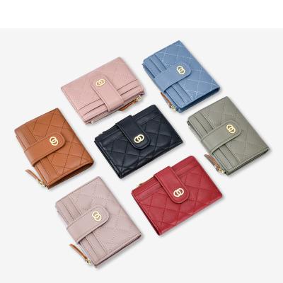 China Stand Up Fashion Women's 2 Wallet Credit Card ID Bag PU Leather Cheap Business Card Holder Embroidered Business Card Holder Wallet money for sale