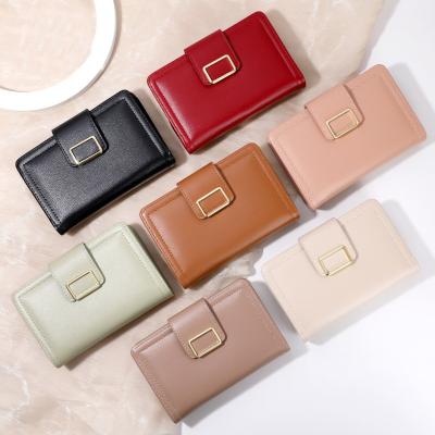 China Hold 2 Times Luxury Women's Fashion Silver Hardware Girl's Short Sleeve Purse PU Leather Clutch Wallet Coin Money Clip Wallet latch for sale