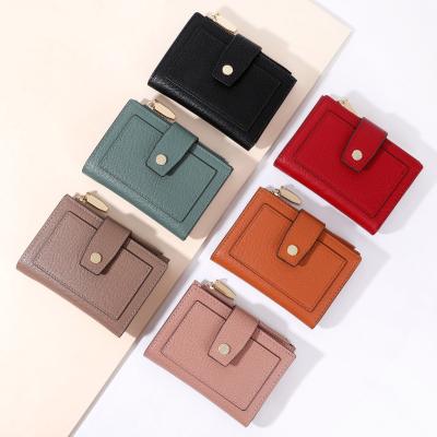 China Fashion 2 Folding Business Card Holder Women's Card Holder Wallet PU Leather Clutch Coin Purse Money Clip Wallet short bracket girl for sale