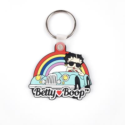 China Custom Rubber Keychain Double Side Logo For Marketing Promotions Soft Pvc Keyrings for sale