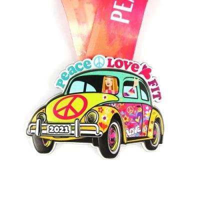 China Large Size Multi color Filled Zinc Alloy Metal Award Medal UV Printing Global Art Gifts for sale