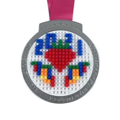 China LEGO Plastic Puzzle Medal Colorful Custom Event Medals Zinc Alloy for sale