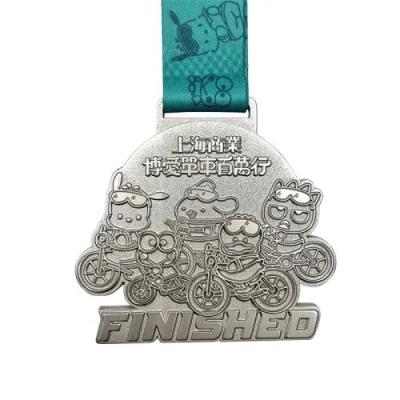 China Zinc Alloy Die Struck Sand Blasting Cycling Medal for sale