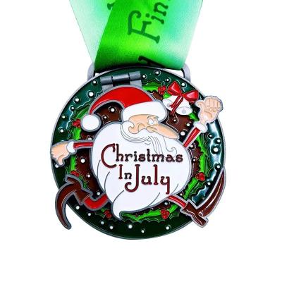 China July Christmas Running Medals Marathon Finisher Award Flip Top Medal for sale